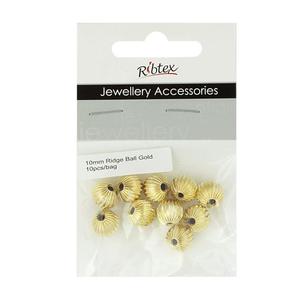 Ribtex Jewellery Accessories Ridge Ball Spacer Gold 10 mm