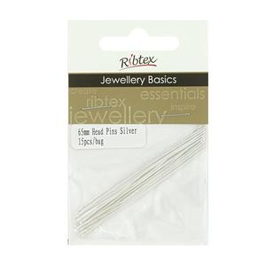 Ribtex Jewellery Basics Head Pins 15 Pack Silver 60 mm