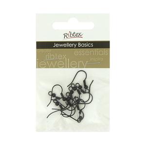 Ribtex Jewellery Basics Shepherd Earring Hooks Black 20 mm