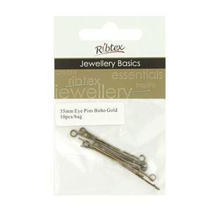 Ribtex Jewellery Basics 35 mm Eye Pins Gold 35 mm