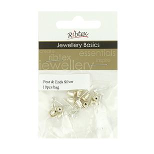 Ribtex Jewellery Basics Earring Posts & Ends Silver 10 mm