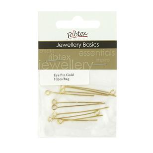 Ribtex Jewellery Basics Eye Pins Gold