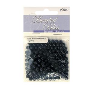Ribtex Beaded Bliss Large Pearlz Pearls Black 6 mm