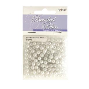 Ribtex Beaded Bliss Large Pearlz Pearls White 6 mm