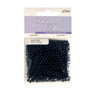 Ribtex Beaded Bliss Small Pearlz Pearls Black 4 mm