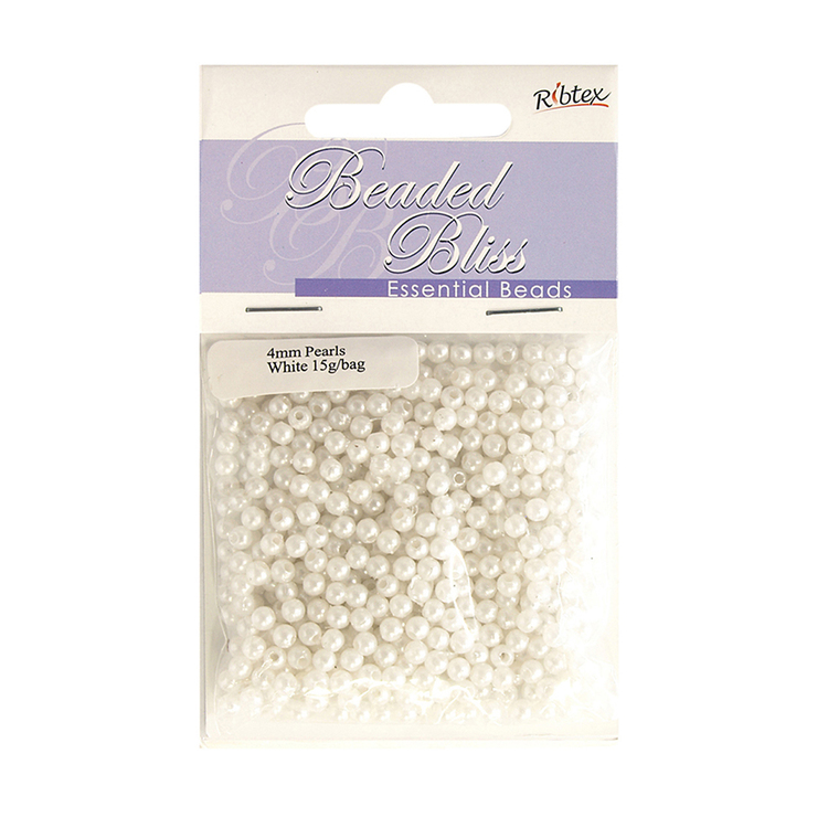 Ribtex Beaded Bliss Small Pearlz Pearls White 4 mm