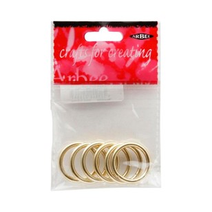 Arbee Metal Rings 6 Pack Gold 25 mm