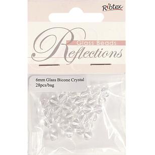 Ribtex Reflections Bicone Glass Beads 28 Pack Crystal 6 mm