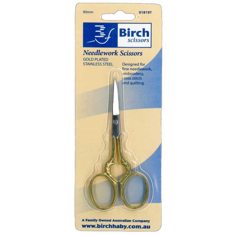 Birch Embossed Needle Work Scissors Gold