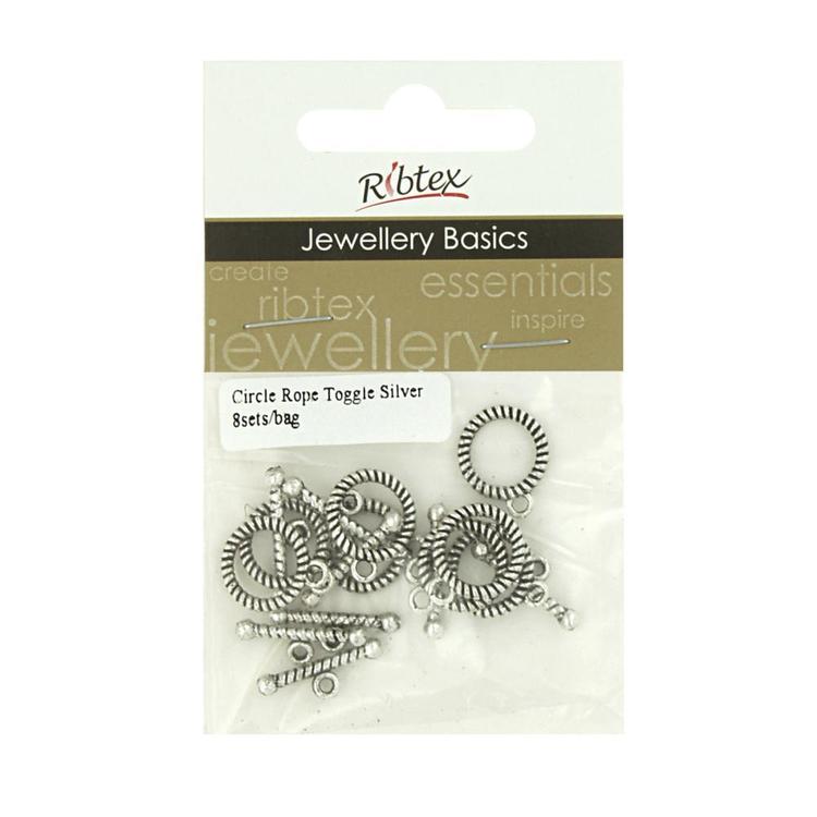 Ribtex Jewellery Basics Circle Rope Toggles Silver