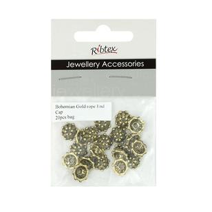 Ribtex Jewellery Accessories Rope End Caps Bohemian Gold 10 mm