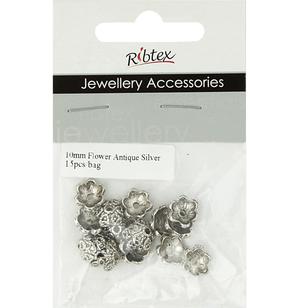 Ribtex Jewellery Accessories Flower Bead Cap Silver 10 mm