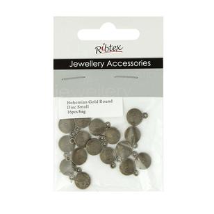Ribtex Jewellery Accessories Bali Round Disc Charms Bohemian Gold 9 mm