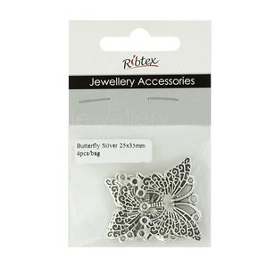 Ribtex Jewellery Accessories Butterfly Silver 25 x 35 mm