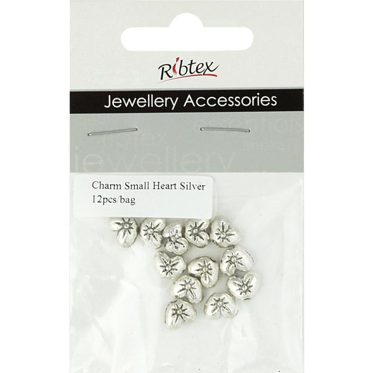 Ribtex Jewellery Accessories Bali Heart Charms 12 Pack Silver Small