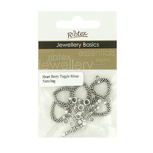 Ribtex Jewellery Basics Heart Berry Toggles Antique Silver