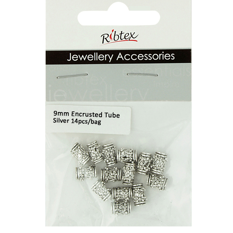 Ribtex Jewellery Accessories Encrusted Tube Spacers Dark Silver