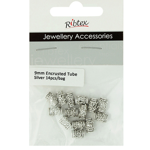 Ribtex Jewellery Accessories Encrusted Tube Spacers Dark Silver