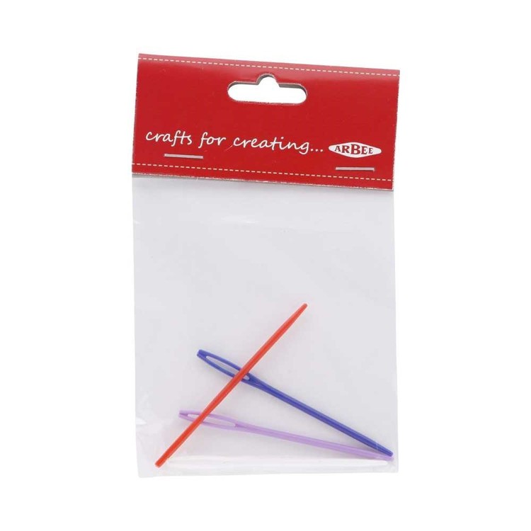 Arbee Plastic Darning  Needle 4 Pack Multicoloured