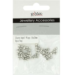 Ribtex Jewellery Accessories Angel Wings Charms 8 Pack Silver