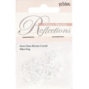 Ribtex Reflections Bicone Glass Beads 40 Pack Crystal 4 mm