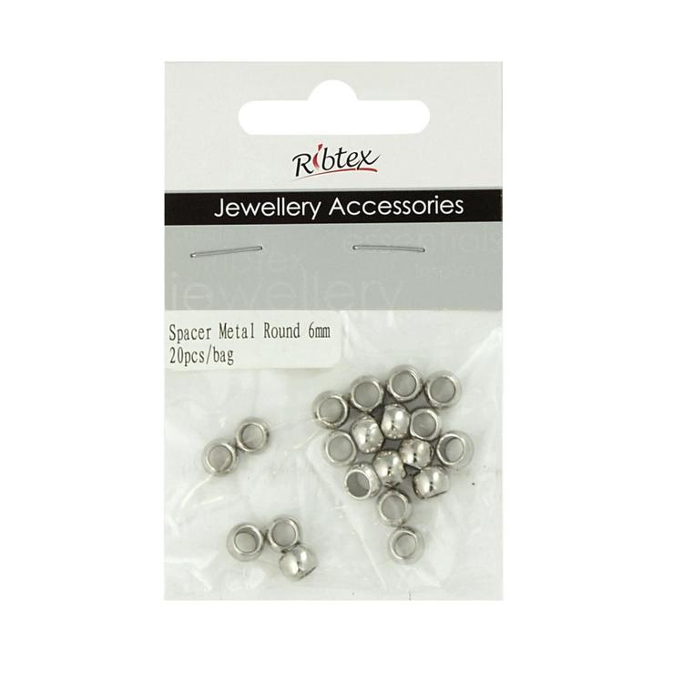 Ribtex Jewellery Accessories Small Round Metal Spacers Dark Silver 6 mm