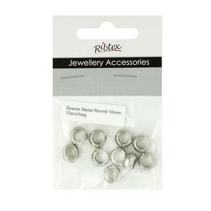 Ribtex Jewellery Accessories Large Round Metal Spacers Dark Silver 10 mm