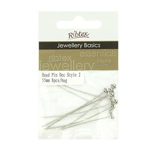 Ribtex Jewellery Basics Rope Head Pins Dark Silver 55 mm