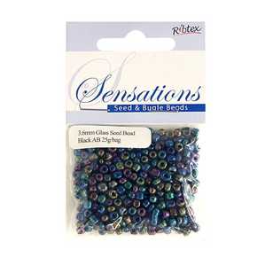 Ribtex Sensations Large Seed Bead Ab Black 3.6 mm