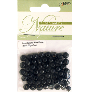 Ribtex Inspired By Nature Round Wood Beads 50 Pack Black 8 mm