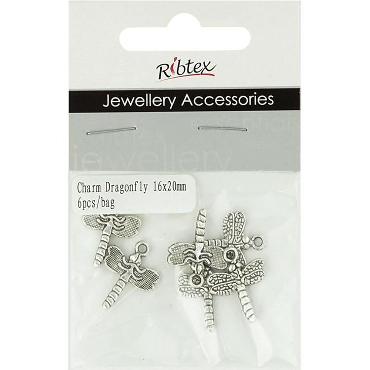 Ribtex Jewellery Accessories Dragonfly Charm Dark Silver 16 x 20 mm