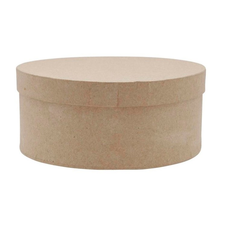 Shamrock Craft Papier Mache Round Hat Box Natural