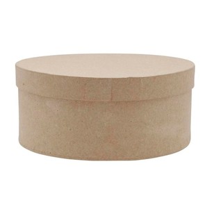 Shamrock Craft Papier Mache Round Hat Box Natural Small