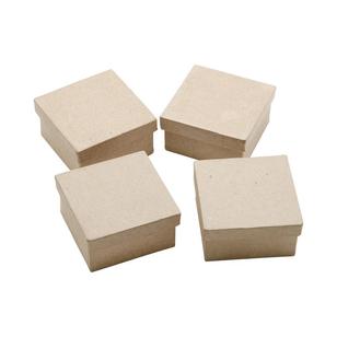 Shamrock Craft Papier Mache Mini Square Box Natural