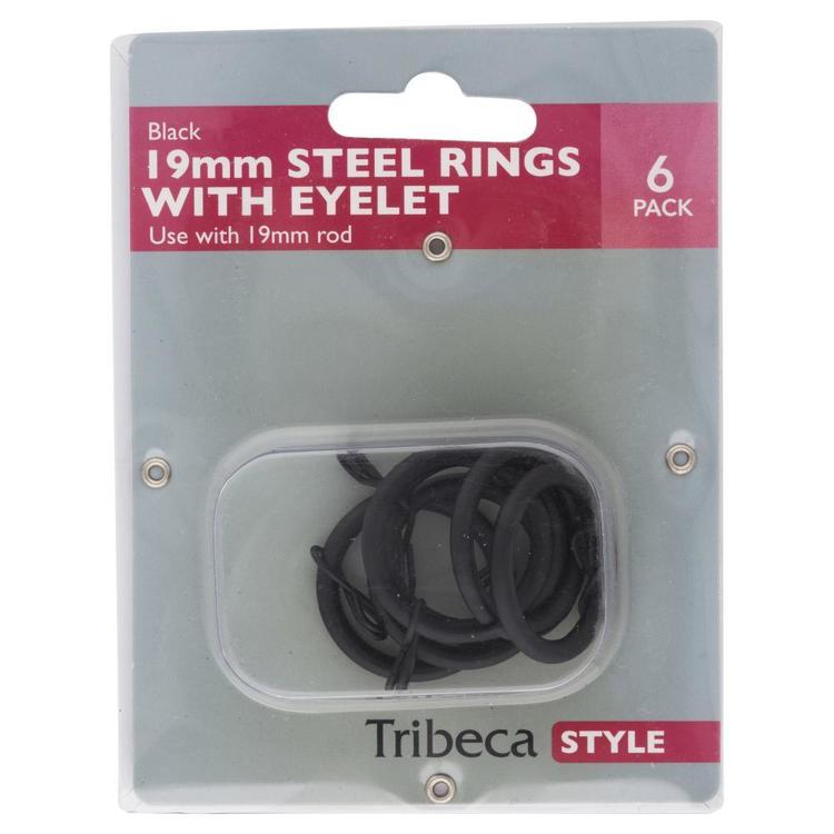 Tribeca 19 mm Steel Rings With Eyelets Black 19 mm