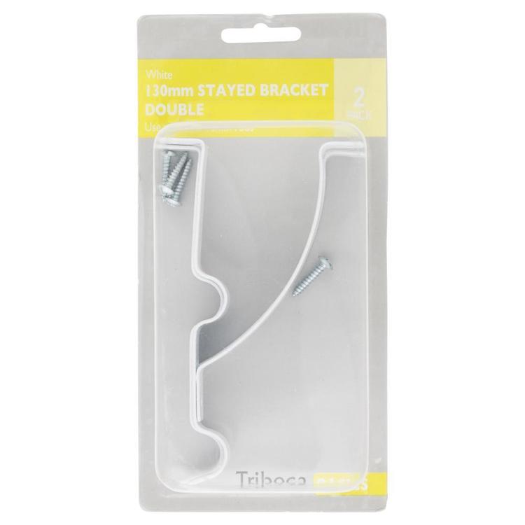 Tribeca 16 mm Conduit 130 mm Stayed Double Brackets White 130 mm