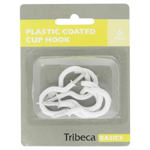 Tribeca Plastic Coated Cup Hooks White