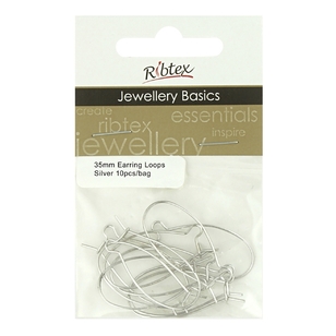 Ribtex Jewellery Basics Earring Loops Silver 35 mm