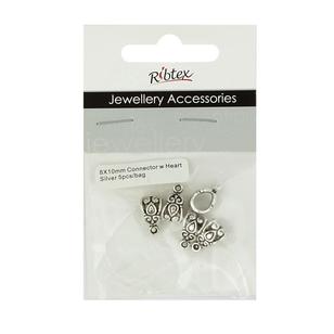 Ribtex Jewellery Accessories Heart Connectors Silver 8 x 10 mm