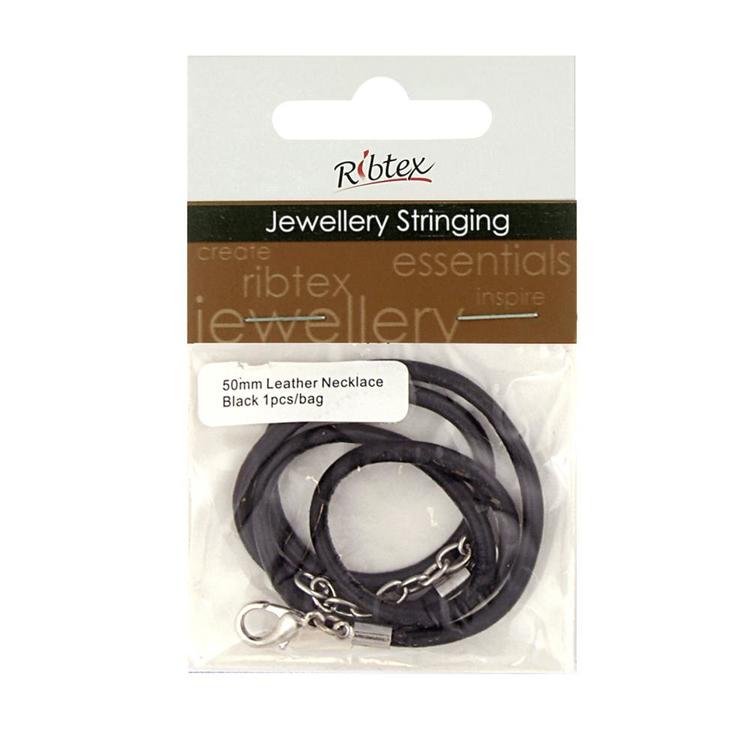 Ribtex Jewellery Stringing Leather Necklace Black 45 mm