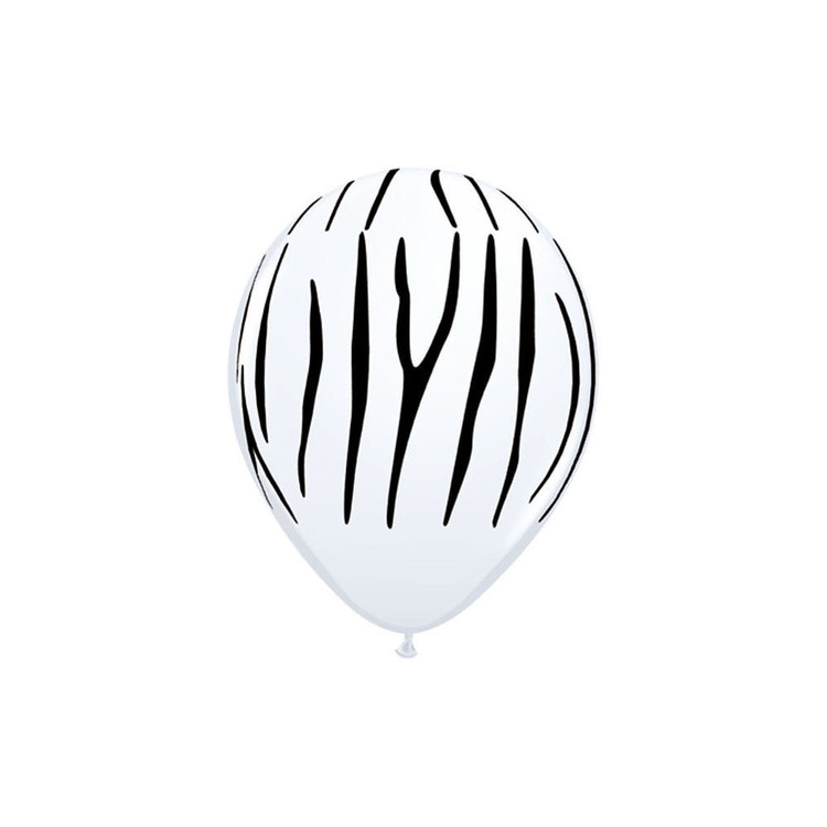Qualatex Zebra Stripes Latex Balloon White & Black