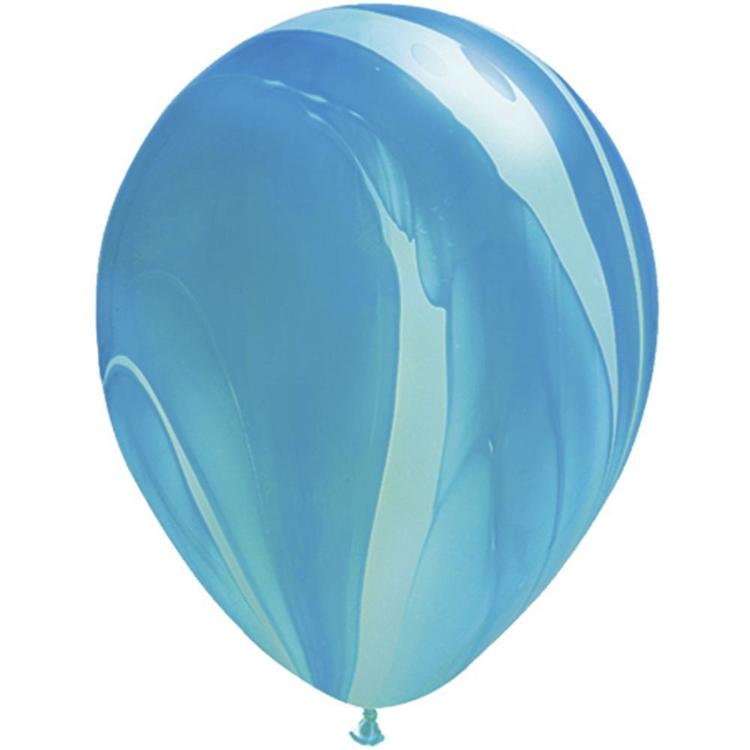 Qualatex Blue Rainbow Agate Latex Balloon Blue