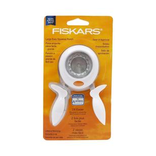 Fiskars Circle Scalloped Squeeze Punch White & Grey X Large