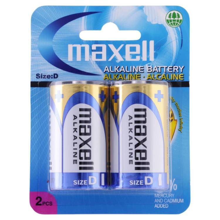 Maxell Premium Alkaline D Battery 2 Pack Multicoloured AA