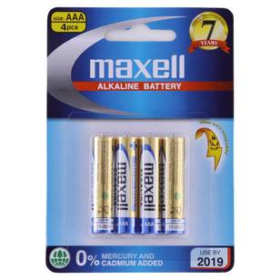 Maxell Premium Alkaline Battery AAA 4 Pack Multicoloured AA