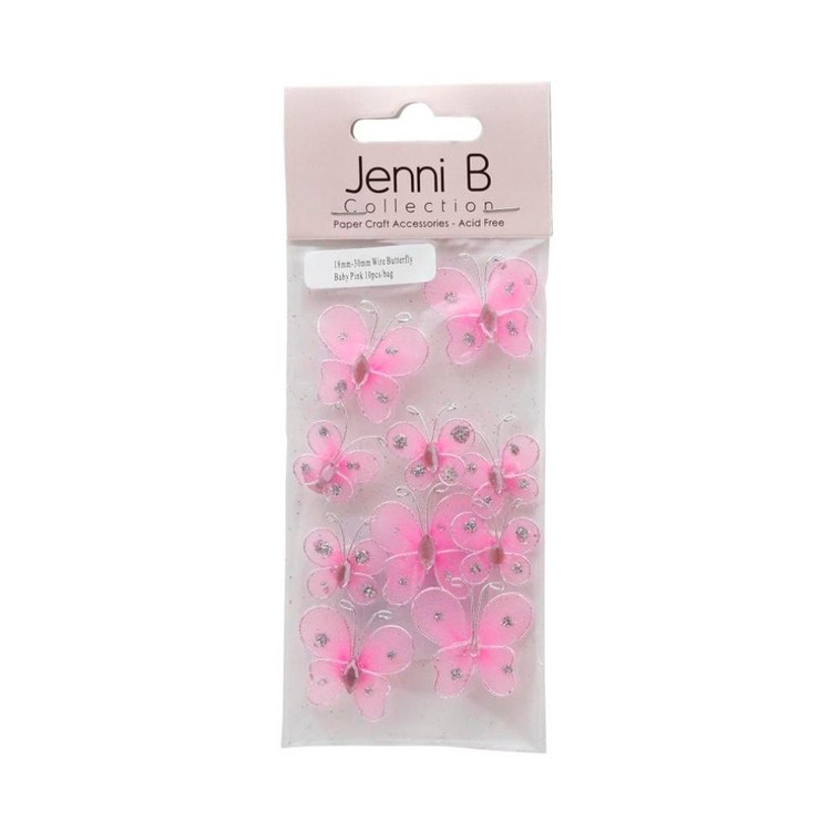 Jenni B Wire Butterfly Embellishments Baby Pink