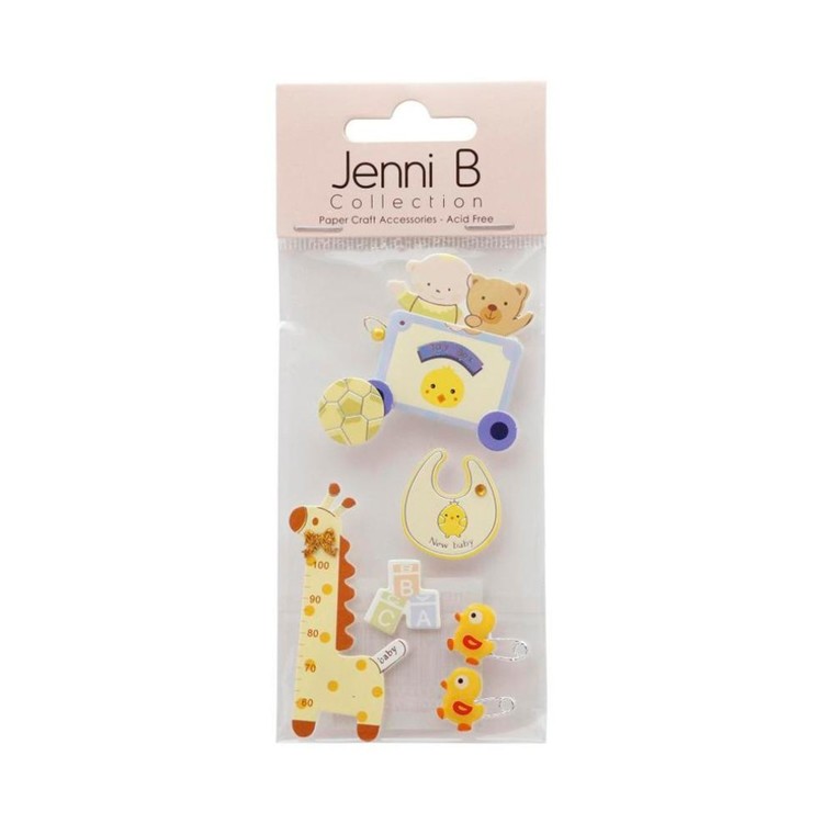 Jenni B Baby With Giraffe Stickers Yellow