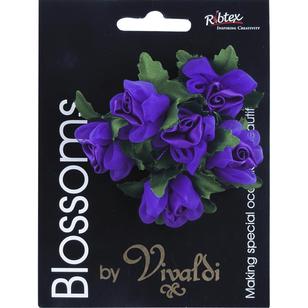 Vivaldi Blossoms 6 Head Organza Rose With Pearls Purple 30 mm