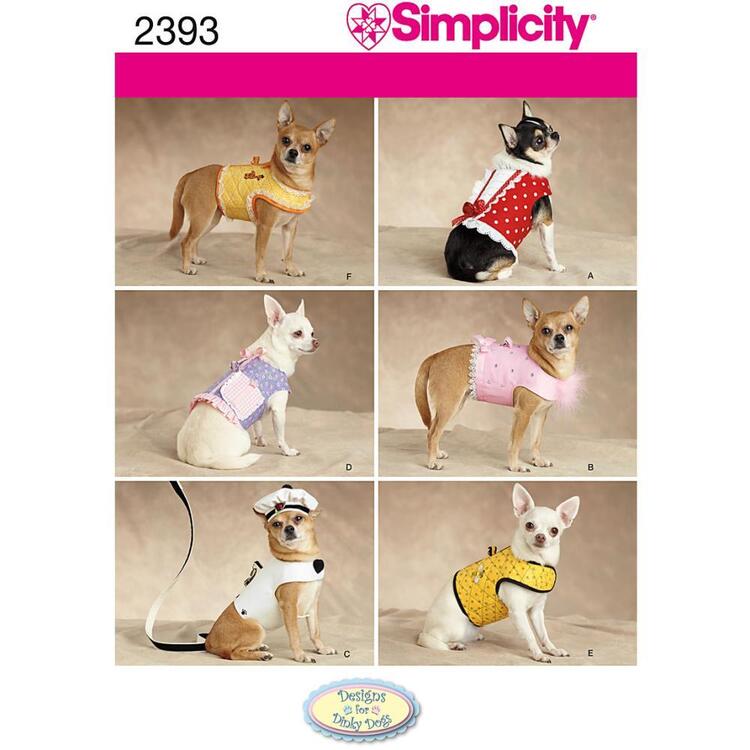 Simplicity Pattern 2393 Dog Clothes  XX Small - Medium
