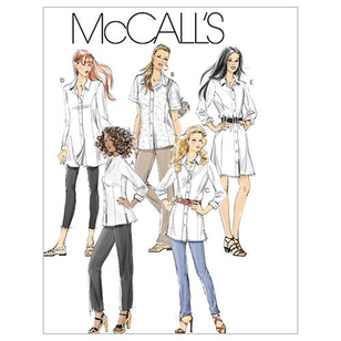 McCall's Sewing Pattern M6124 Womens' Petite Shirts In 3 Lengths White